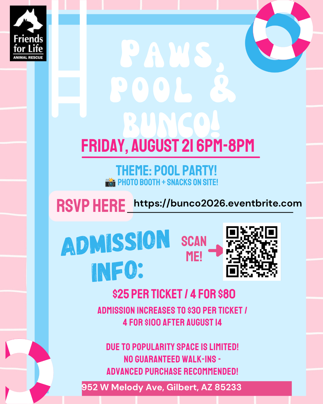 PAWS, POOLS & BUNCO