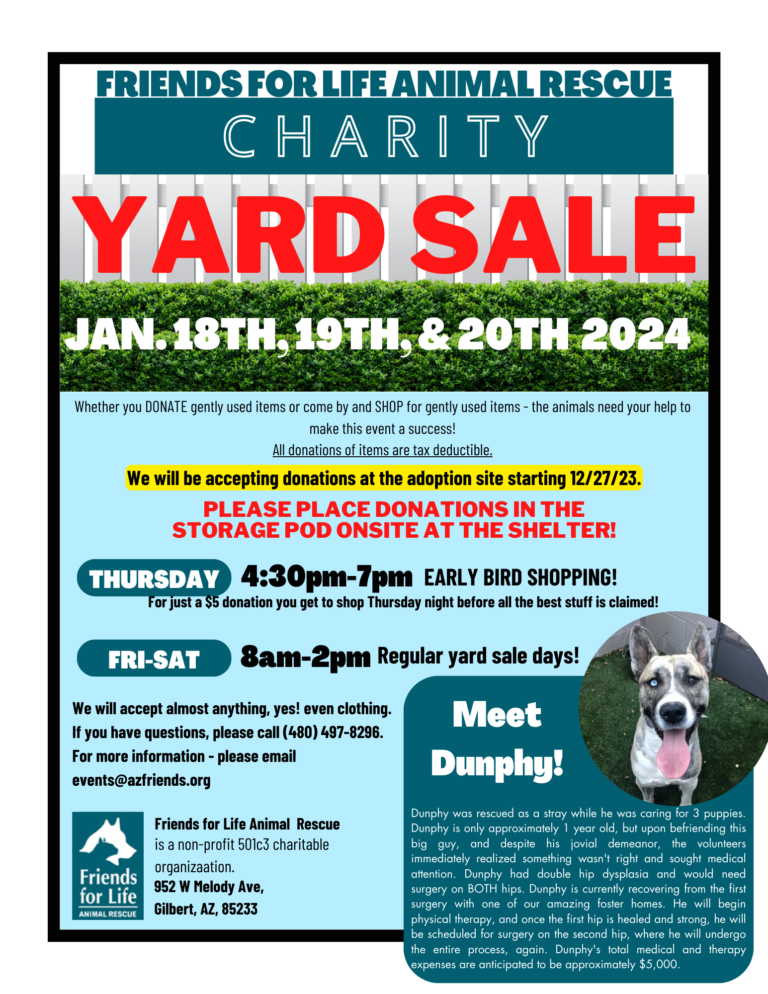 Charity Yard Sale – Friends for Life Animal Rescue